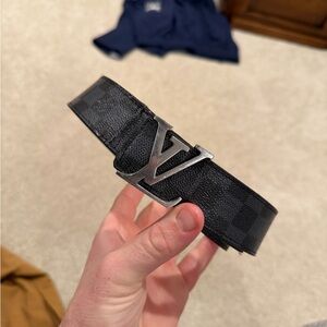 Louis Vuitton Black Belt with Silver Buckle